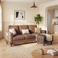 Homall 3 Seat Couch L Shape Sofa with Side Storage Pockage Sectional Couches with Reversible Ottoma Upholstered Sofa for Living Room and Small Spaces (Linen Fabric Coffee Brown)
