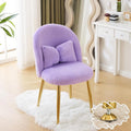 VINGLI Fluffy Girls Vanity Chair with Back &amp PillowCute Small Cozy Desk Chair No WheelsComfy Makeup Ch with Ajustable Gold Legsfor BedroomLiving RoomSmall SpacePurple