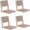 Tiita Floor Chair with Back Support Foldable Meditation Tatami Chairs Backrest Chair with Cushion Living Room Chair Seat 4 Pack Wood Grey