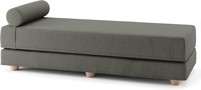 Jaxx Alon Daybed - Fold-Out Sleeper Chaise with Premium Memory Foam Queen-Size Mattress - Made in The USA -Charcoal