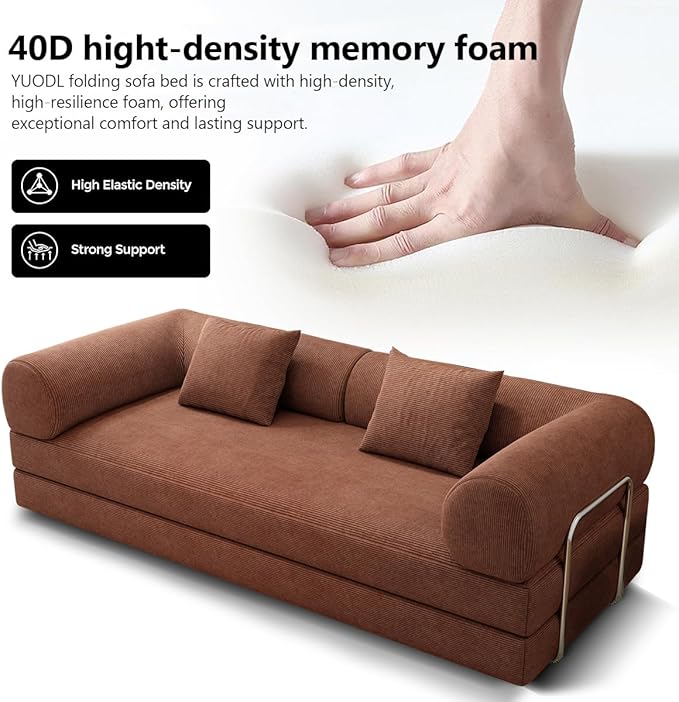 78.8 Modular Sofa Bed - 4-in-1 Convertible Design with Corduroy Fabric and High Density Sponge Removable Cover and Fixed Frame