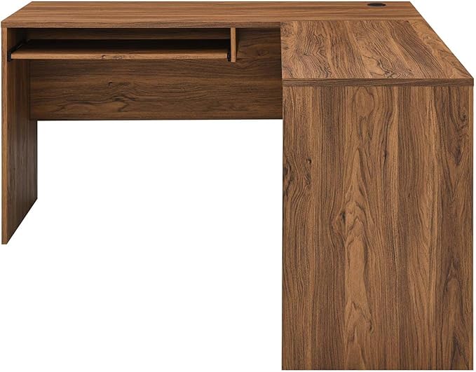 Modway Venture Modern MDF Wood L-Shaped Office Desk in Walnut