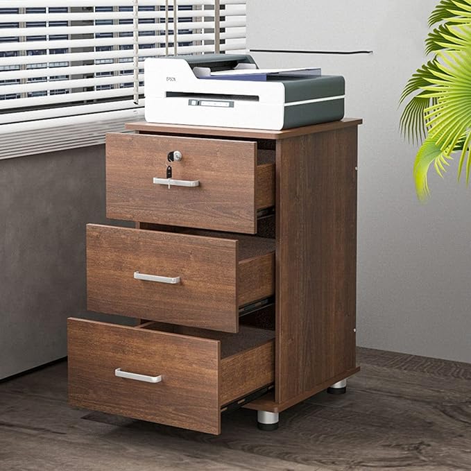 Desktop Storage Box with Drawers - Mobile File Cabinets for A4 Size Office Supplies Storage Box Wooden Nightstand Office Document Cabinet Storage CabinetA