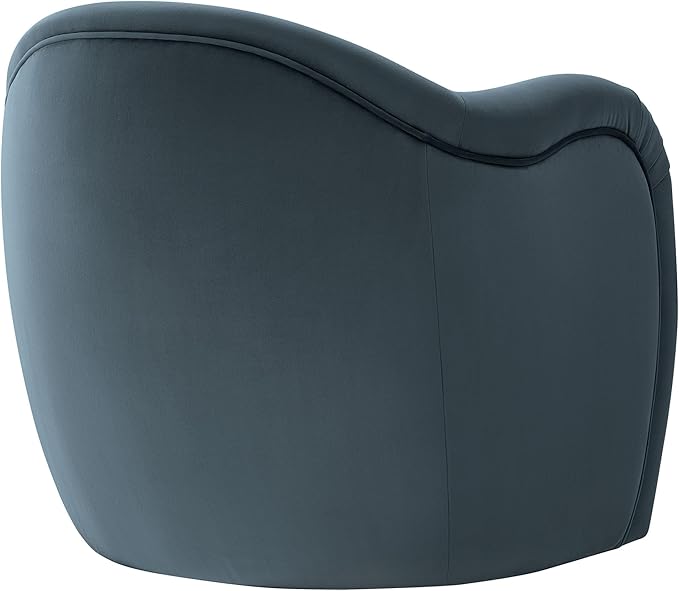 Modway Compose Barrel Chair with Performance Velvet Fabric in Cadet Blue – Upholstered Accent Armchair with Curved Backrest – Cozy Lounge Chair for Reading – Round Comfy Single Sofa Club Chair