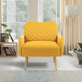 Velvet Accent Chair Comfy Upholstered Living Room Arm Chair Single Reading Sofa Chairs for Bedroom Office Small Spaces Waiting Room Furniture (Mustard Chair)