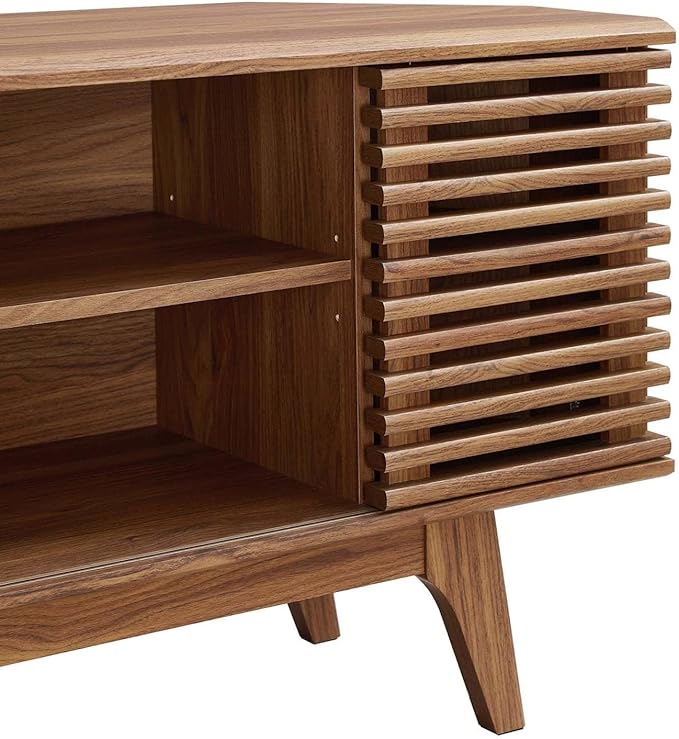 Modway Render Mid-Century Modern Low Profile Corner Media TV Stand in Wal 15 x 46 x 23