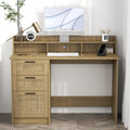 ENSTVER Small Computer Desk with Drawers and Hutch ShelfHome Office Small Desk with Storage File DrawersBoho Rattan Writing Study Desk for Bedroom