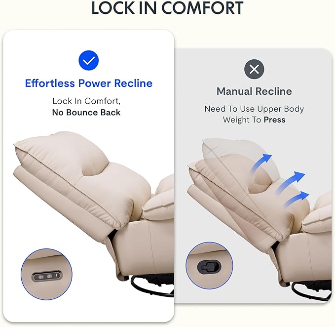 FLEXISPOT XR7 Power Swivel Recliner Chair for Adults Swivel Rocker Recliner Faux Leather Glider Rocking Nursery Chair Side Pocket 350 Lbs Capacity Living Room Bedroom Nursery Beige