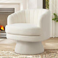 Swivel Accent Chair Barrel Vanity Chairs Mid Century Modern Chair for Living Room Bedroom Small Spaces Armchair Vanity Swivel Chairs with Removable Padding (1 White)