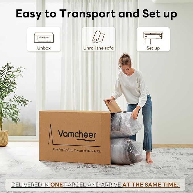 Vamcheer Modular Sectional Sofa - Modern L Shaped Boneless Couch with Deep Seat Upholstered Sectional Couches for Living Room Bedroom Office No Assembly Required Black