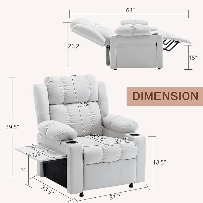HAOBO Home Recliner Chair with Heat and Massage Recliner Sofa Chair for Adults Recliners Home Theater Seating Reclining Sofa Chair Oversized Reclining Single Sofa Seat for Living Room