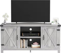 JUMMICO TV Stand 65 Inch TV Farmhouse Entertainment Center with Double Barn Doors and Storage Cabinets Console TV Table Media for Living Room Bedroom (Grey)
