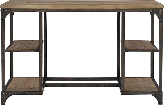 Powell Furniture Benjamin Metal Base Desk Driftwood