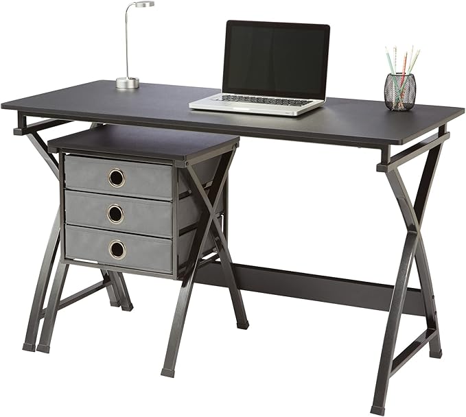 Realspace® X-Cross 48W Computer Desk With File Cabinet Black