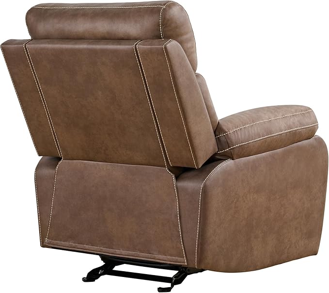 Leather Recliner Chair Manual Sofa Rocker for Adults with Overstuffed Arm for Living Room Bedroom Home Theater Seating