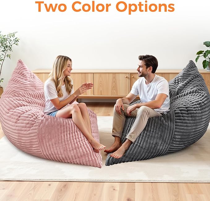 3 in 1 Giant Bean Bag Chair Convertible Bean Bag Bed for Adults and Kids Oversized Comfy Memory Foam Floor Sofa with Machine Washable Cover for Living Room Bedroom &amp Dorm(Grey)