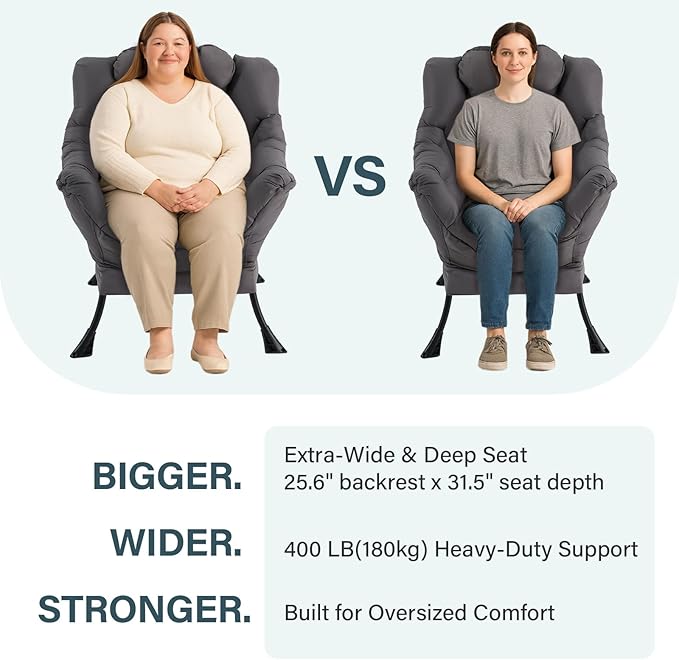 Lazy Chair with Ottoman Modern Lounge Chair with Lumbar Pillow Accent Cozy Reading Armchair and Folding Footstool for Bedroom Dorm Living RoomNavy