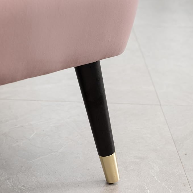 Modern Velvet Accent Chairs Reading Chair Cozy Curved Wingback Leisure Chair Upholstered Single Sofa Chair for Living Room Dining Room Bedroom Dressing Table Office (Pink)