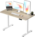 Okin Standing Desk Electric Adjustable Computer Desks Whole Piece Stand up Desk Office Gaming Home Office Memory Desks 48x24 inches Cream Pecans