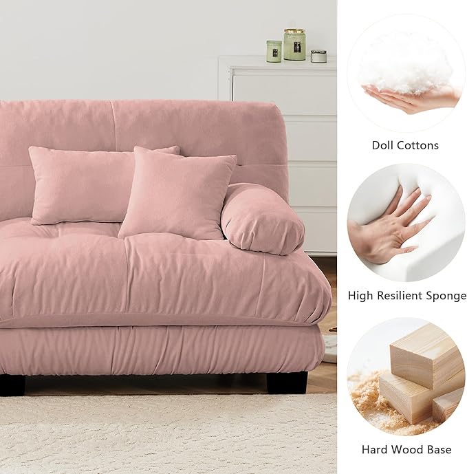 Modern Cloud Sofa Couch for Bedroom 94.4 Comfy Modular Loveseat Sofa Oversized 2 Seater Sectional Sofa with Deep Seat &amp High Back Chenille Upholstered Couches for Small Spaces Living Room Pi