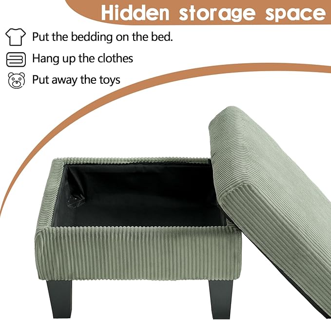 (New) 3 Seater Couch with Ottoman Green Couch with Removable Pillows Velvet Sofas with Side Pockets L Shaped Sofa for Living Room Apartment (Olive Green)