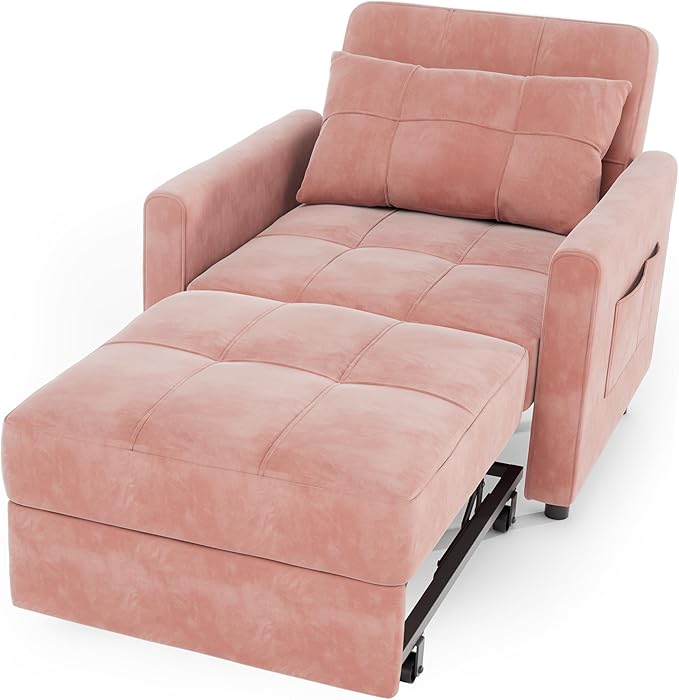 Gizoon Sofa Bed Chair 3 in 1 Convertible Pullout Single Sleeper Chair Bed with Adjustable Backrest Spacious Multifunctional Sofa Couches for Living Room Bedroom Apartment
