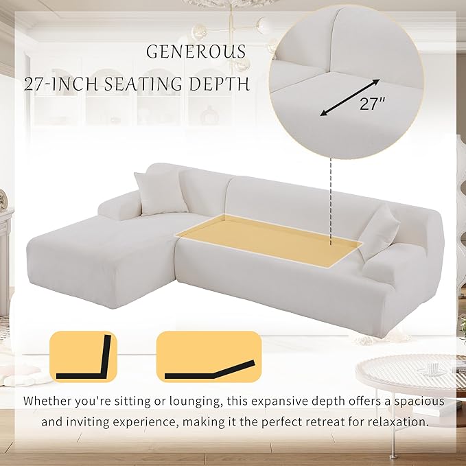 2 Pieces Modular Sectional Sofa 109 L-Shape Living Room Couch