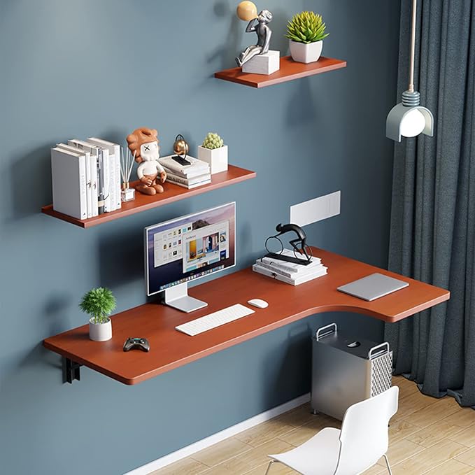 Wall Mounted L-Shape Corner Desk Home Office Corner Table Floating Laptop Desk Fold Down for Study Bedroom Bathroom Or Balcony(80X60X40cm(31.4X23.6X15.7in)White)