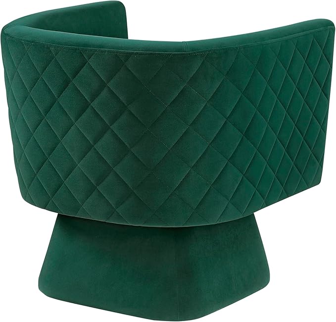 Lexicon 360 Degree Swivel Accent Chair Modern Comfy Velvet Barrel Chair Diamond Stitched Details Plush Foam Cushions Metal Swivel Base for Living Room/Bedroom/Apartment/Office Green