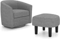 Giantex Swivel Accent Chair with Ottoman Modern Barrel Club Chair w/Footrest Curved Backrest &amp Armrests Removable Seat Cushion Swivel Single Sofa Arm Chair for Living Room Bedroom Office Gr