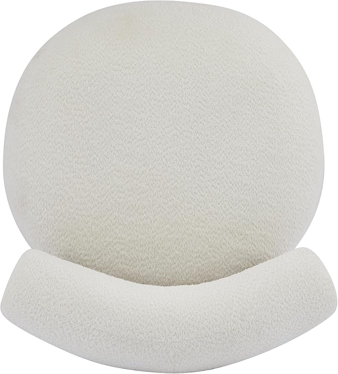 Christopher Knight Home Elvina Boucle Fabric Accent Chair Solid Wood Single Lounge Sofa Bedroom Comfy Reading Chair for Modern Minimalist Style Living Room/Home Office Milky White+Walnut