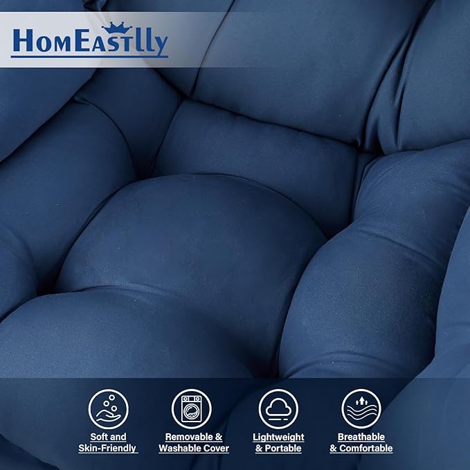 Lazy Chair with Ottoman Large Royal Blue Accent Chair with Ottoman Comfy Reading Armchair Leisure Sofa Chair for Living Room Bedroom Dorm Room Office