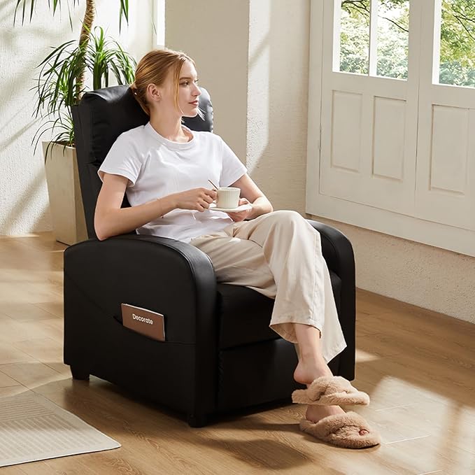 Sweetcrispy Massage Recliner Chair for Adults Adjustable Home Theater Seating with Lumbar Support for Living Room Modern Fabric Reclining Grey