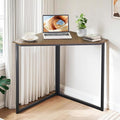 VECELO Ϲоrnеr Desk Corner Tables for Living Room for Small Space Triangle Computer Desk with Steel Frame Ϲоrnеr Shelves with Metal Frame Ϲоrnеr Writing Desk for Workstation Retro Brown 33.1