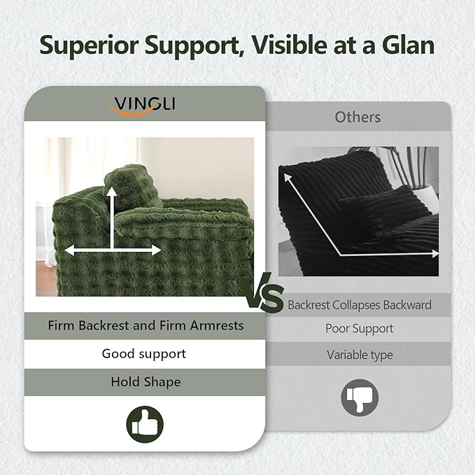 VINGLI 67.7 Oversized Chaise Lounge Chair Indoor Reading Chairs Comfy Bubble Fleece Upholstered Boneless Sofa Bed Sleeper Sofa Cloud Couches for Living Room Bedroom Play Room (Green)