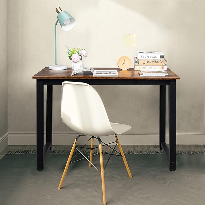 Home Office Furniture 43.3 Writing Home Office Desks Workstation Desk Organizers Modern Computer Desk 110 x 60 x 75CM Office Desk Computer Table Study Writing Desk- Retro Color