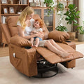 Oversized Swivel Rocker Recliner Chair with Massage &amp Heat 360° Glider with Cup Holders &amp Side Pockets Ergonomic Lounge Sofa for Adults Supports 400 Lbs Perfect for Living Room RV Nurser