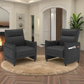 Faux Leather Accent Soft Chairs Set of 2 with Flip-Up Tray Table Side Pocket Ergonomic Soft Backrest &amp Elastic Cushion Modern Accent Chairs for Living Room Bedroom Black