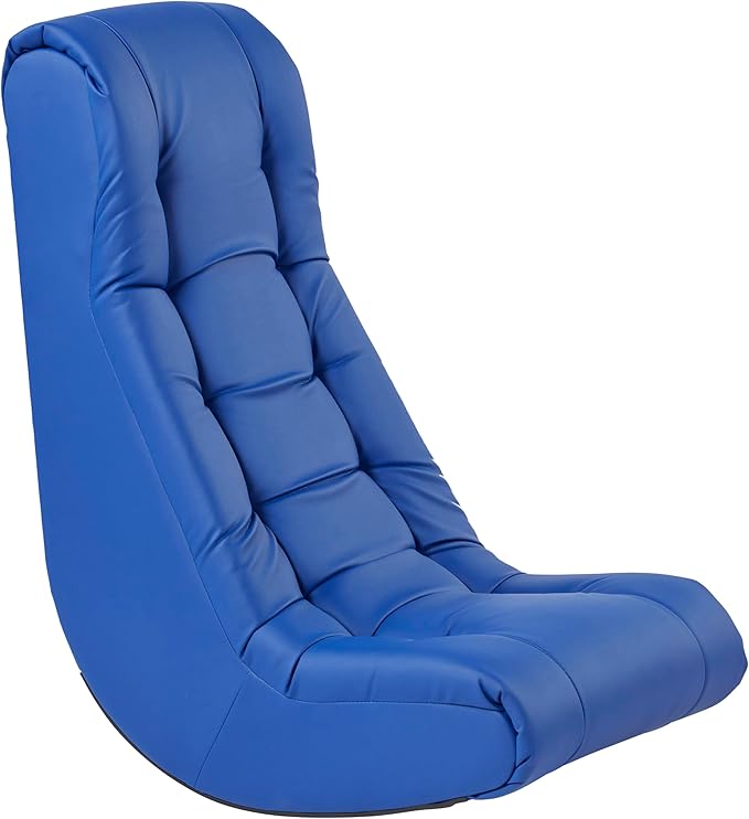 Factory Direct Partners Soft Tufted Floor Rocker - Cushioned Ground Chair for Kids Teens and Adults - Great for Reading Gaming Meditating TV - Blue 10488-BL
