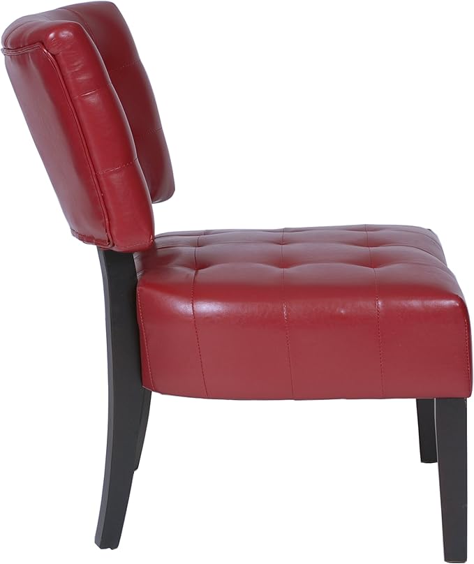 Roundhill Furniture Blended Leather Tufted Accent Chair with Oversized Seating Red