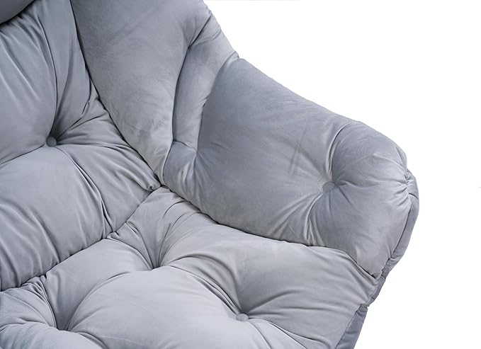 Modern Cotton Fabric Lazy Chair Accent Lounge Chair with Armrests &amp Side Pocket Comfortable Living Room Furniture for Adults