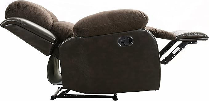 Lexicon Baluze Faux Leather Wall Hugger Recliner Chair for Living Room Office RV - High-Density Foam Sturdy Solid Wood Frame - Chairs Living Room Recliners for Small Spaces - Brown Shades