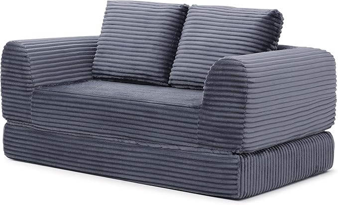 Foldable Boneless Love Seat Couches in a Box Modern Floor Foam Sleeper Sofa Bed 2-in-1 Convertible Cloud Sofa for Home Apartments Bedroom