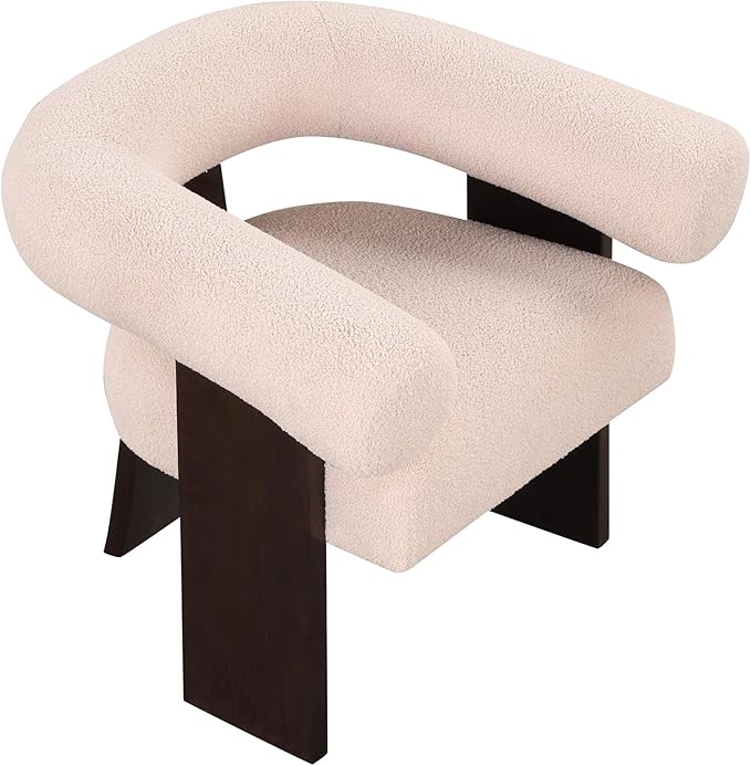 Generic The Curved Wishbone Frame Accent Chair Velvet for Living Room Beige