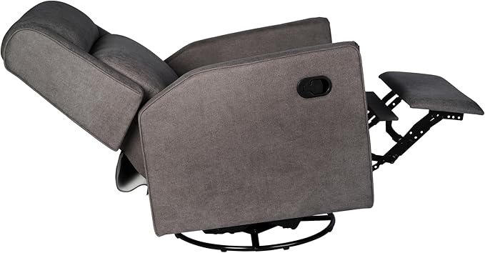 Flash Furniture Cash Swivel Glider Rocking Recliner Manual Recliner with 360 Degree Swivel for Living Room Bedroom or Nursery Fabric Upholstered Dark Gray