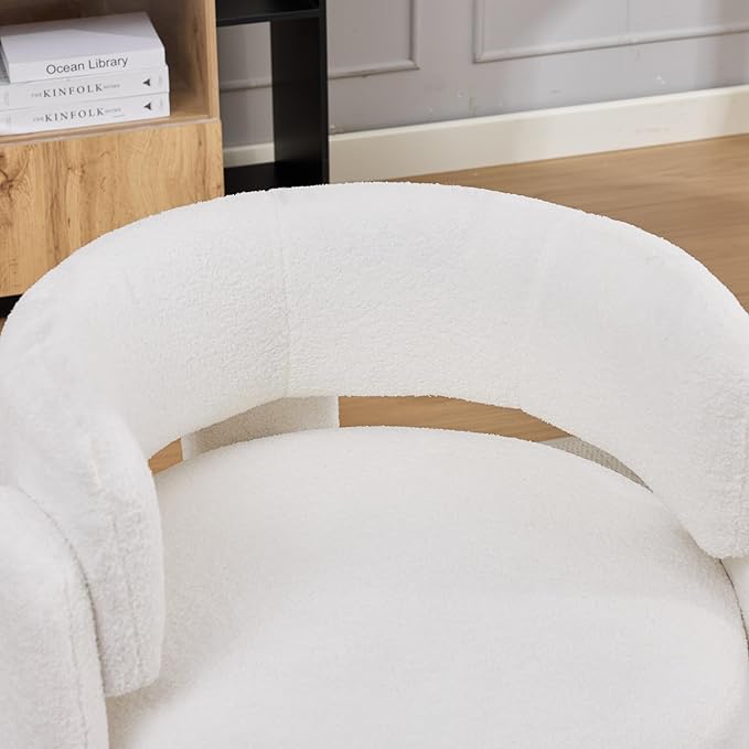 Barrel Accent Chair for Living Room Modern Upholstered Barrel Armchair Teddy Velvet Comfy Padded Reading Chairs for Bedroom Single Sofa Chair with Wood Frame - Barrel