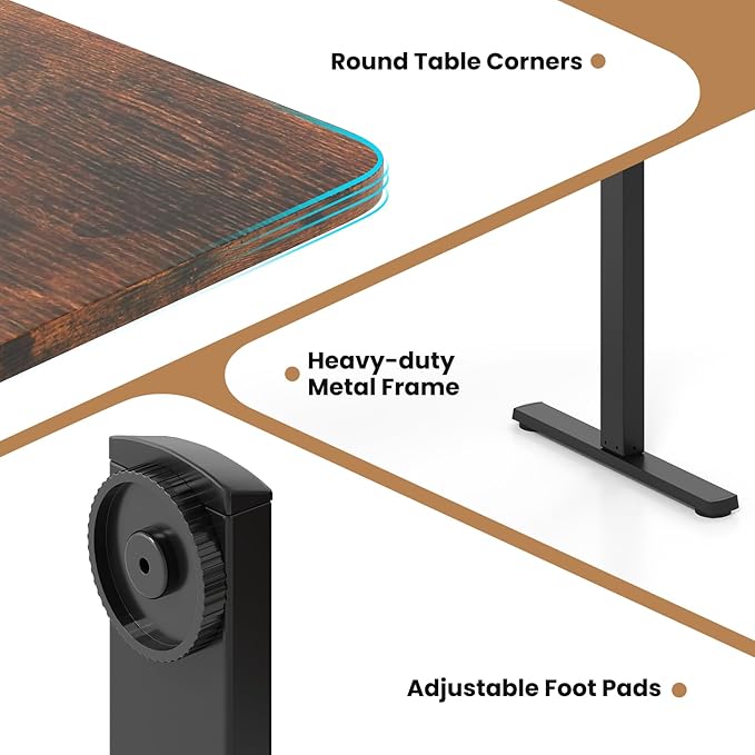 Giantex Electric Standing Desk 48 x 24 Height Adjustable Sit Stand Computer Workstation with 2 Memory Heights Headphone Hook Anti-Collision Design Home Office Computer Desk (Rustic Brown+Black)