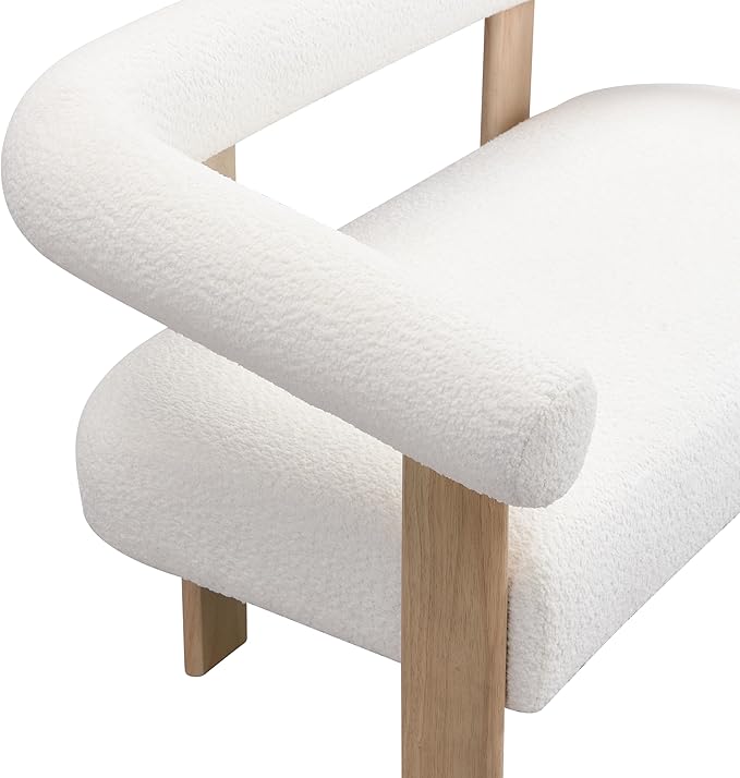 GDFStudio 53.25 Loveseat Sofa with Round Boucle Rrmrest Lightweight Upholstered Small Couch with Rubber Wood Frame Modern Couch with Deep Seat for for Living Room Bedroom Beige