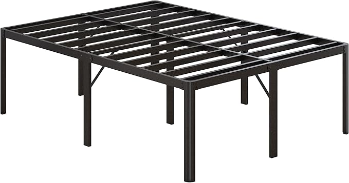24 Inch High King Bed Frame with Rounded Corner Heavy Duty Metal Bed Frame King Under-Bed Storage Space No Box Spring Needed Noise Free Easy Assembly Black
