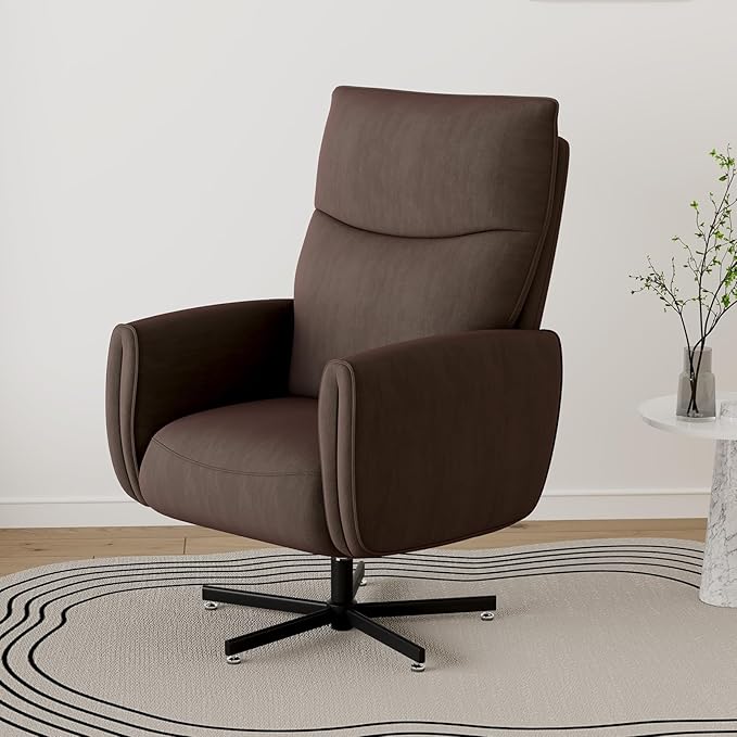 Power Swivel Recliner Chair Modern Electric with USB &amp Type-C Ports Upholstered Velvet Swivel Recliner Chair 360° Swivel for Office &amp Living Room Easy Assembly (Coffee)